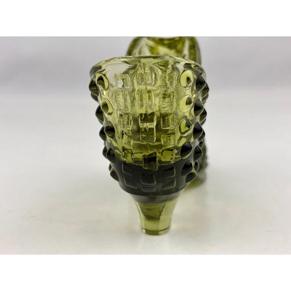 VTG Fenton Hobnail Cat Head Colonial Olive Green Glass Slipper Shoe - Picture 10 of 16